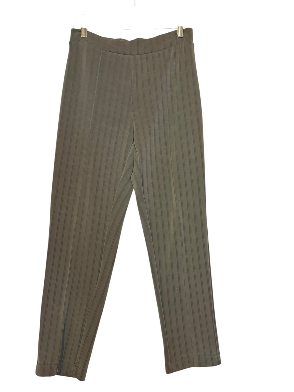 Elie Tahari Soft Pull On Olive Vertical-Rib Straight Pants XS